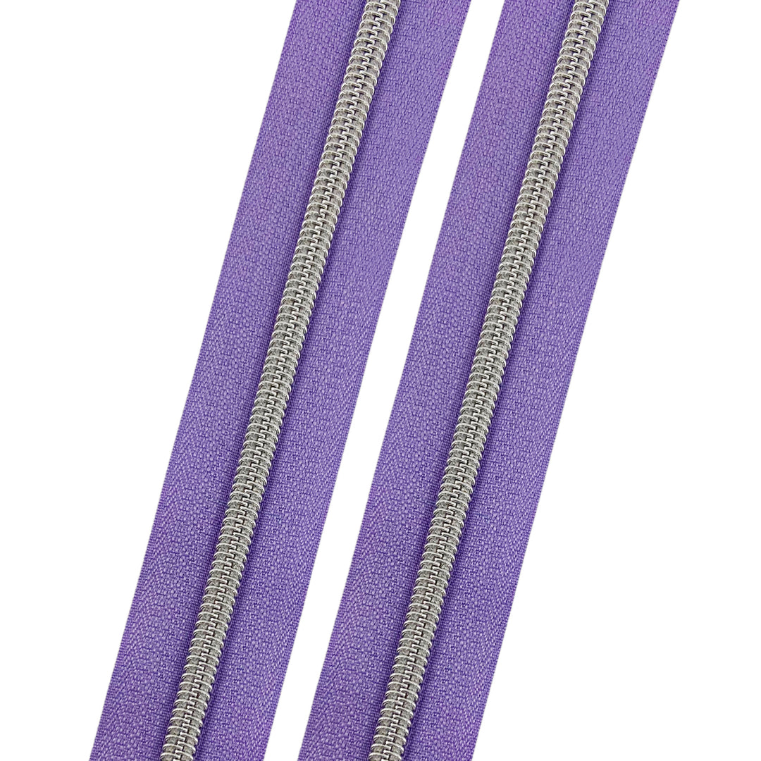 Lavender - #5 Silver Nylon Coil Zipper Tape