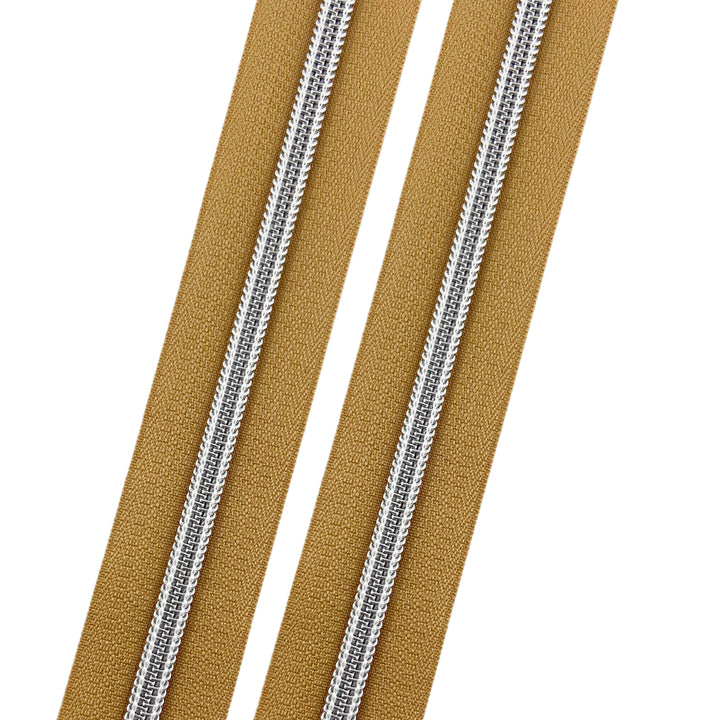 Natural Cork - #5 Silver Nylon Coil Zipper Tape