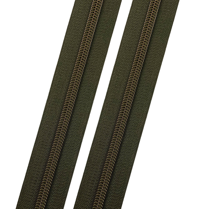 Olive - #5 Bronze Nylon Coil Zipper Tape