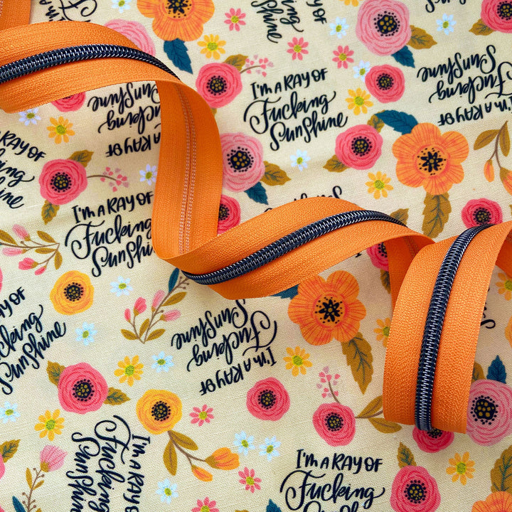 Orange Zest - #5 Gunmetal Nylon Coil Zipper Tape