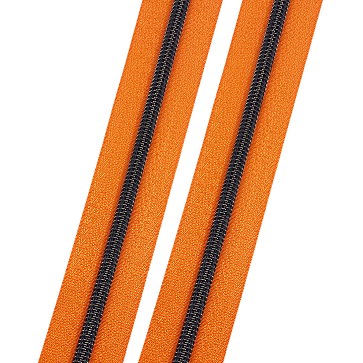 Orange Zest - #5 Gunmetal Nylon Coil Zipper Tape