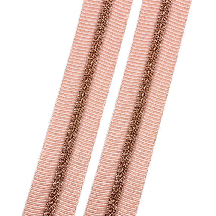 Peach Stripes - #5 Rose Gold Nylon Coil Zipper Tape
