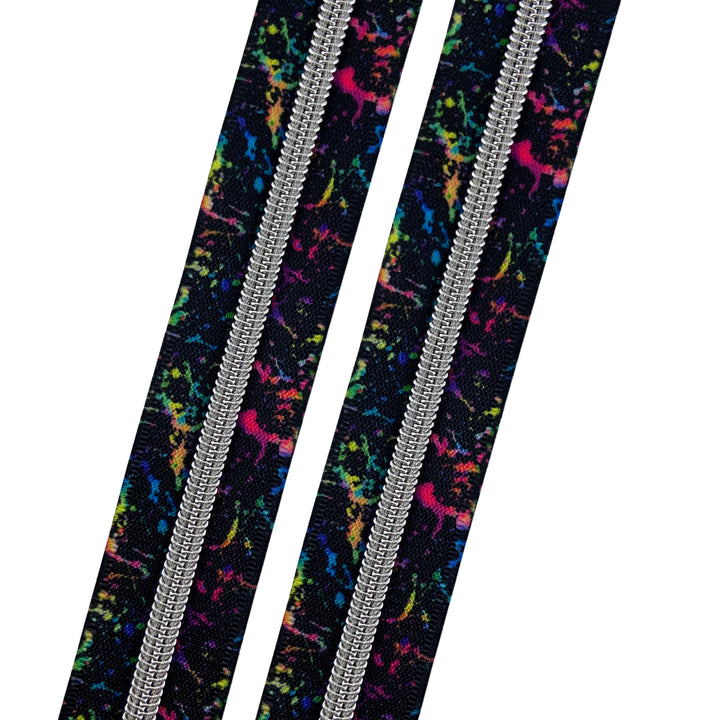 Splatter Art - #5 Silver Nylon Coil Zipper Tape