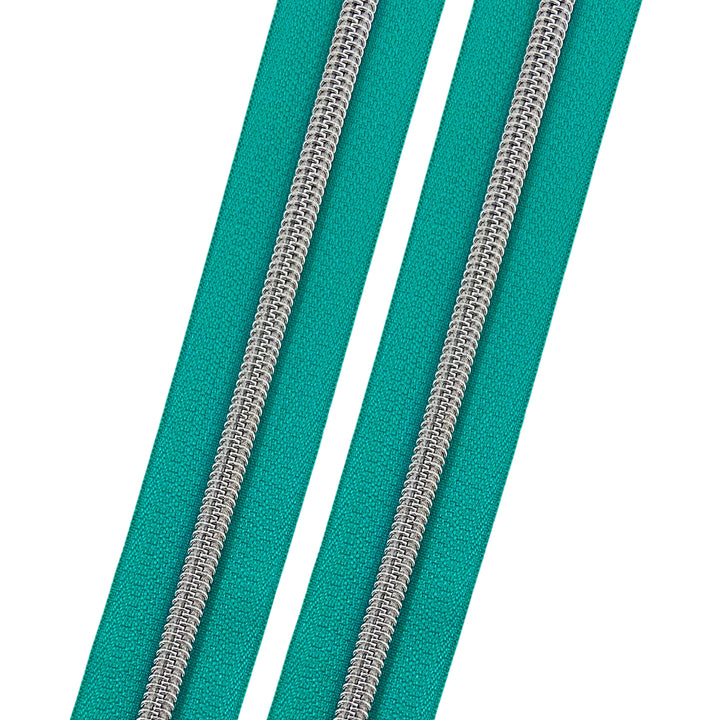 Tropical Teal - #5 Silver Nylon Coil Zipper Tape