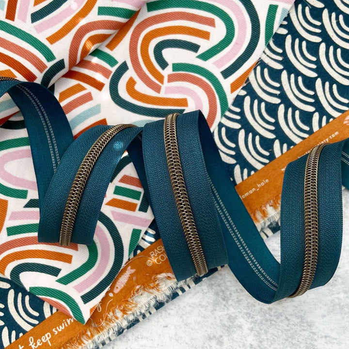 Turquoise - #5 Bronze Nylon Coil Zipper Tape