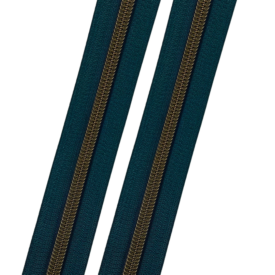 Turquoise - #5 Bronze Nylon Coil Zipper Tape