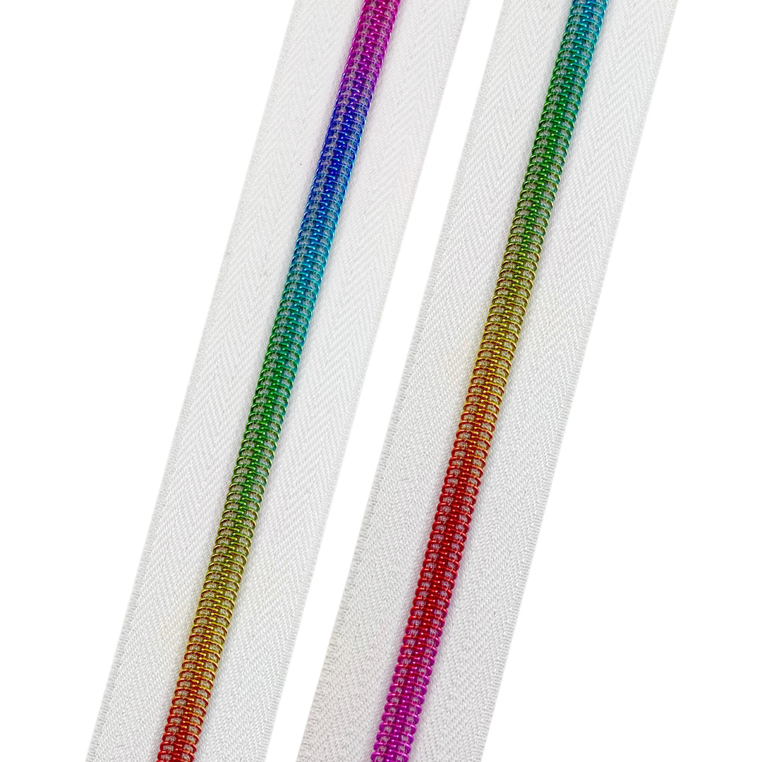 White (Option 2) - #5 Rainbow Nylon Coil Zipper Tape
