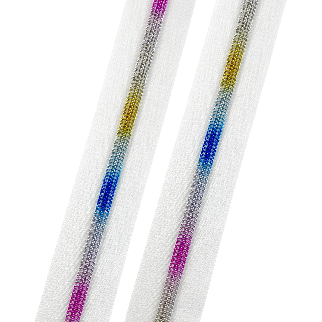White - #5 Rainbow Nylon Coil Zipper Tape