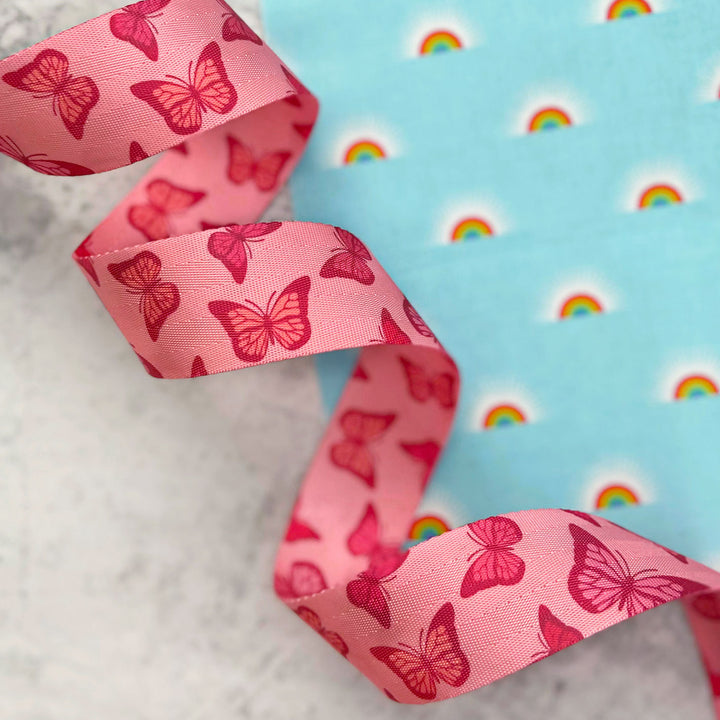 Pink Butterfly - Printed Webbing