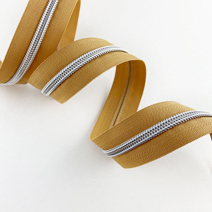 Natural Cork - #5 Silver Nylon Coil Zipper Tape