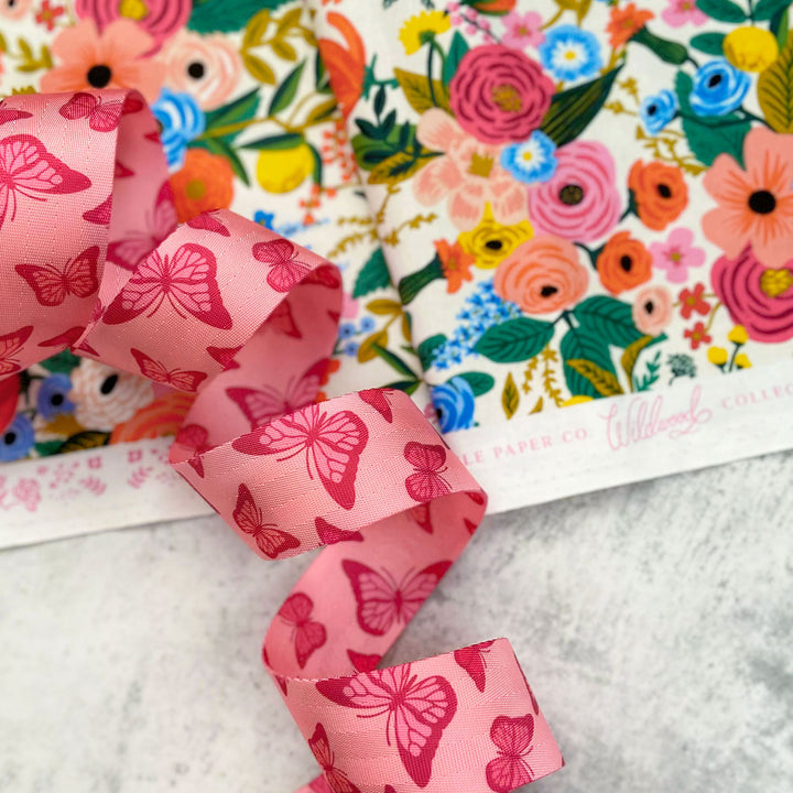 Pink Butterfly - Printed Webbing