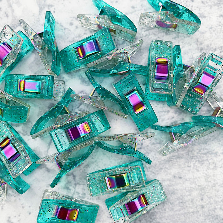Teal Glitter Sewing Clips - Pack of 25