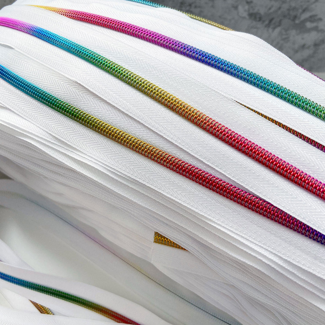White (Option 2) - #5 Rainbow Nylon Coil Zipper Tape