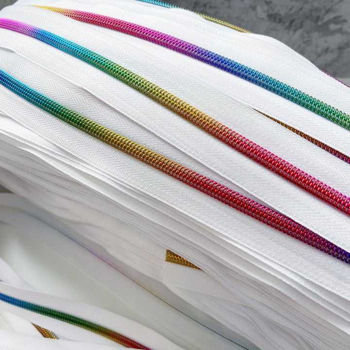 White (Option 2) - #5 Rainbow Nylon Coil Zipper Tape